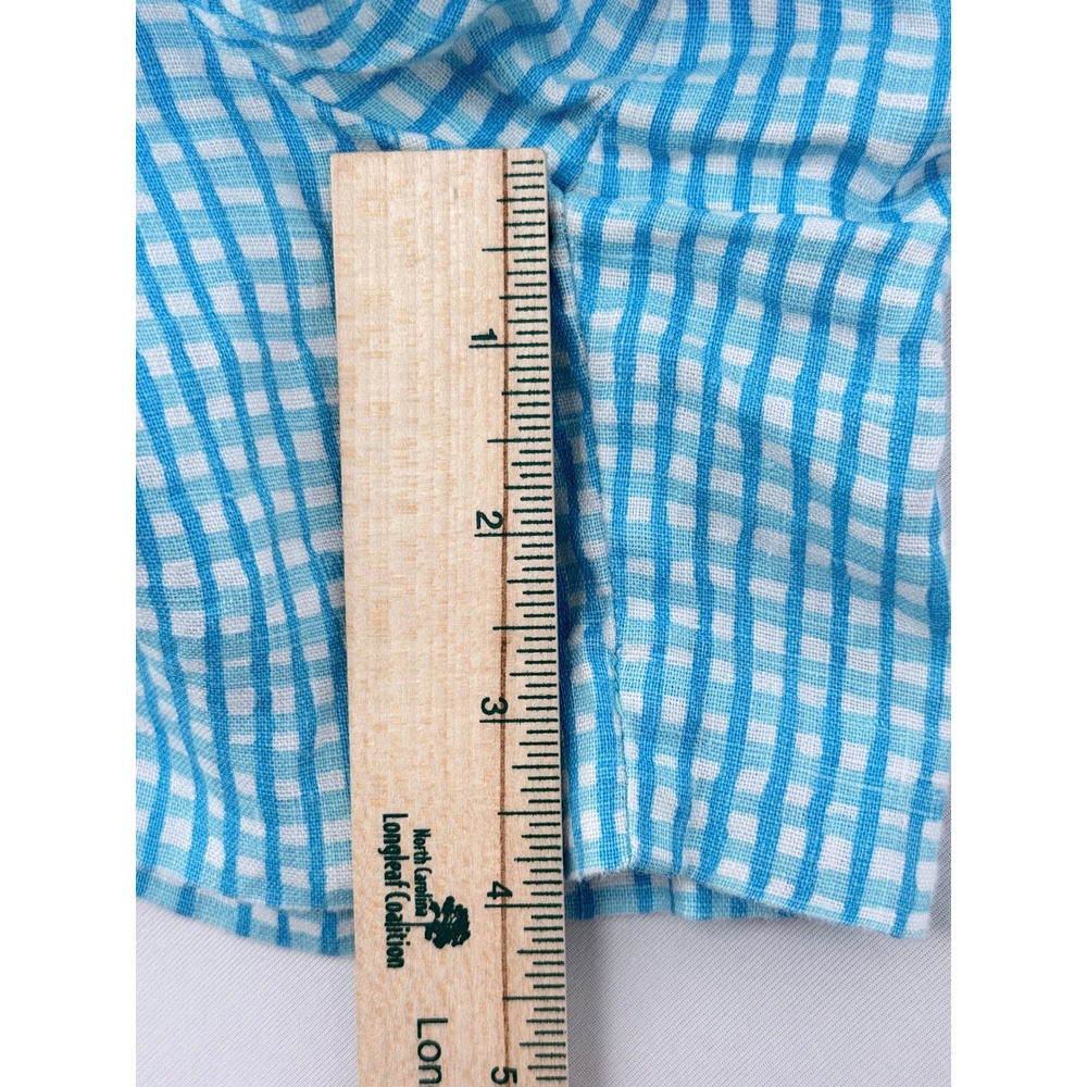 Lilly Pulitzer Linen Shorts Womens L Blue Gingham 010404 Elastic Waist - Picture 7 of 11